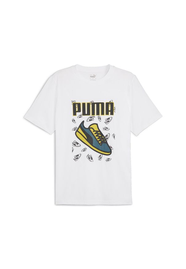 Puma - Męska koszulka GRAPHICS Sneaker PUMA White. Kolor: biały. Materiał: guma, bawełna. Wzór: nadruk