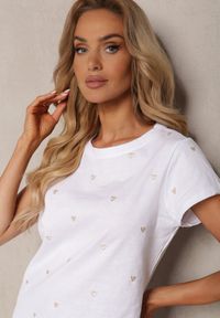 Renee - Biały Bawełniany T-shirt z Krótkim Rękawem i Kwiatowym Wzorem Vikera. Okazja: na co dzień. Kolor: biały. Materiał: bawełna. Długość rękawa: krótki rękaw. Długość: krótkie. Wzór: kwiaty. Styl: casual, wizytowy #5