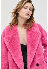 Miss Sixty płaszcz z domieszką wełny kolor fioletowy przejściowy oversize. Kolor: fioletowy. Materiał: wełna. Wzór: gładki. Styl: klasyczny #1