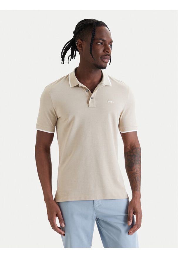 BOSS Polo Parlay 190 50494697 Beżowy Regular Fit. Typ kołnierza: polo. Kolor: beżowy. Materiał: bawełna