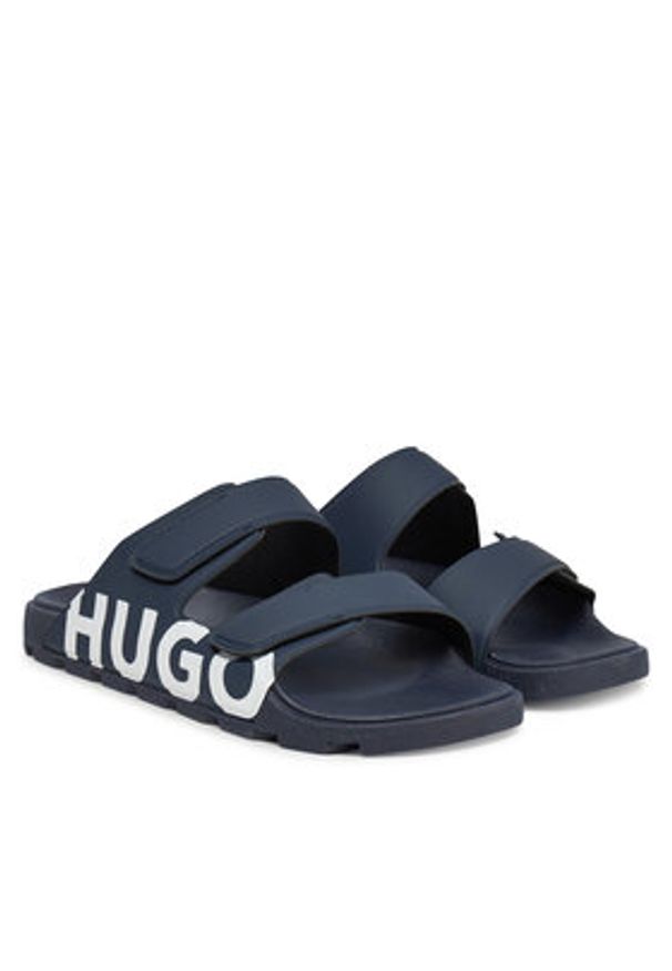 Hugo - HUGO Klapki Evander 50542042 Granatowy. Kolor: niebieski. Materiał: skóra