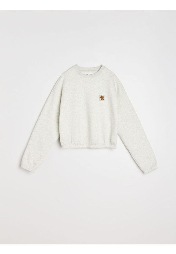 Sinsay - Bluza crewneck z naszywką - szary. Kolor: szary. Wzór: aplikacja