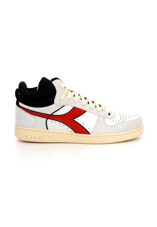 Buty do chodzenia dla dorosłych Diadora Magic Basket Demi Cut Suede Leather. Kolor: biały, czerwony, wielokolorowy. Sport: turystyka piesza