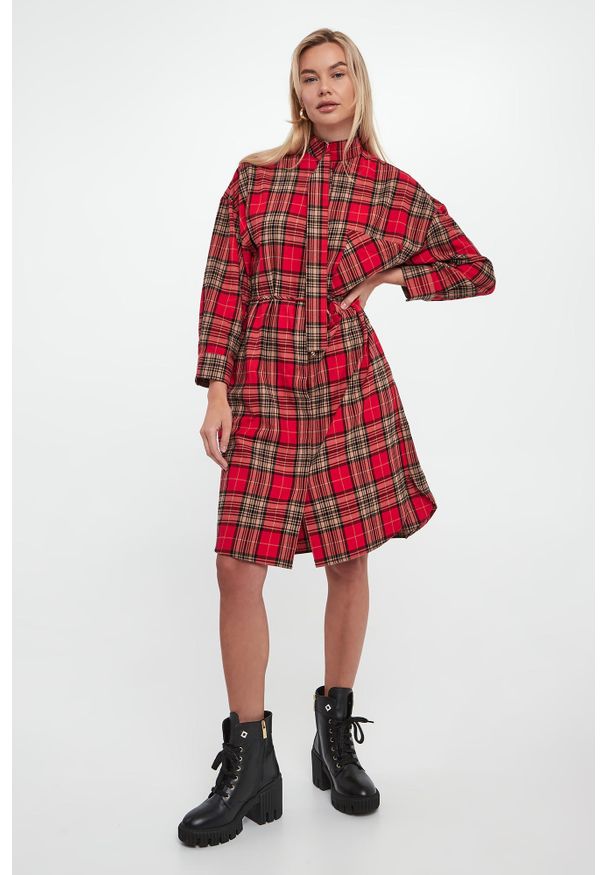 JOOP! Jeans - Sukienka koszulowa w kratkę Danny JOOP! JEANS. Wzór: kratka. Typ sukienki: koszulowe