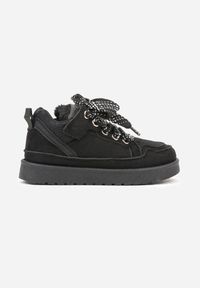 Born2be - Czarne Sneakersy Śniegowce z Ocieplaną Wyściółką i Szerokimi Sznurówkami Naleia. Okazja: na uczelnię. Zapięcie: sznurówki. Kolor: czarny. Materiał: jeans. Styl: sportowy, elegancki