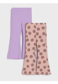 Sinsay - Prążkowane spodnie z rozszerzaną nogawką 2 pack - wielobarwny. Materiał: prążkowany #1