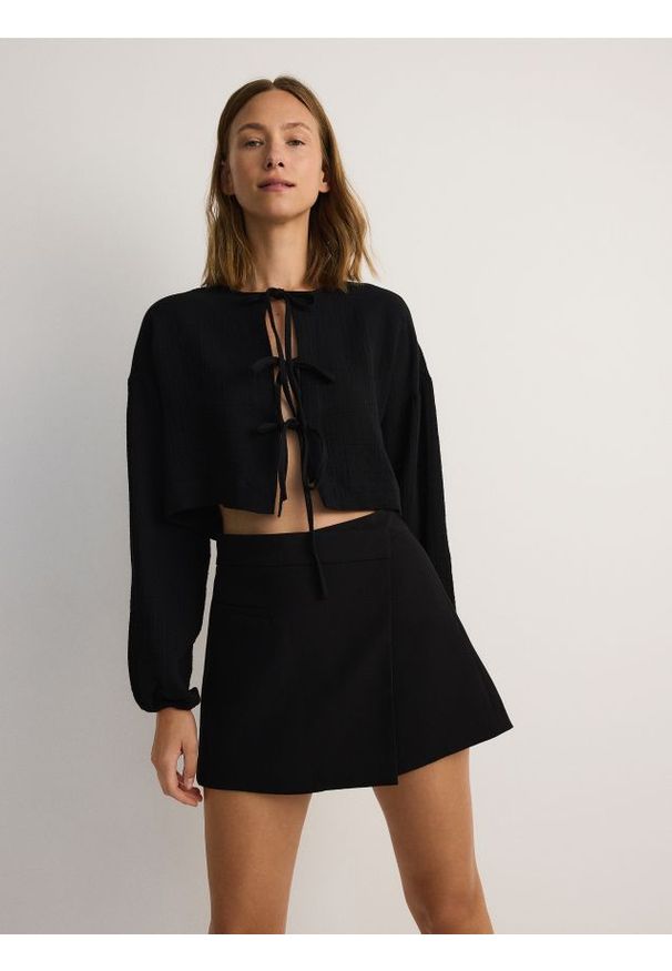 Reserved - Spódnico-szorty z wiskozą - czarny. Kolor: czarny. Materiał: wiskoza