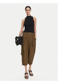Pinko - PINKO Spodnie materiałowe 104704 A2ER Khaki Regular Fit. Kolor: brązowy. Materiał: bawełna #3
