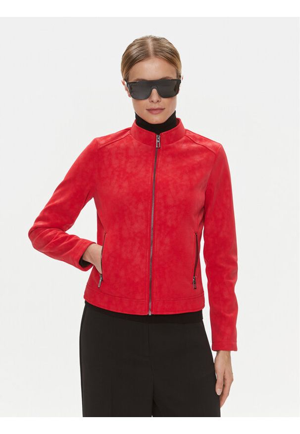 Kurtka z imitacji skóry Desigual. Kolor: czerwony. Materiał: skóra
