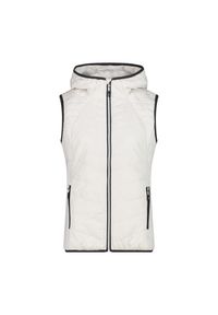 Damska kurtka bez rękawów z kapturem CMP. Typ kołnierza: kaptur. Kolor: biały. Materiał: puch. Długość rękawa: bez rękawów. Sport: turystyka piesza #1