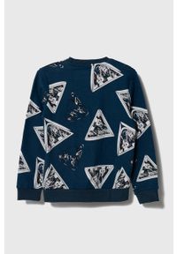 Guess bluza bawełniana dziecięca kolor niebieski wzorzysta. Kolor: niebieski. Materiał: bawełna. Wzór: nadruk. Styl: klasyczny #3
