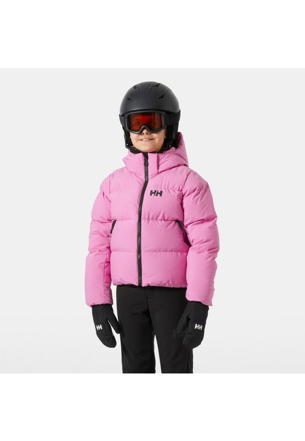 Kurtka z kapturem dla dziewczynki Helly Hansen Nora. Typ kołnierza: kaptur. Kolor: różowy. Materiał: puch. Sezon: zima. Sport: narciarstwo