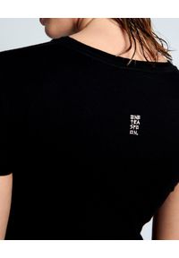 ONETEASPOON - Czarna koszulka Bower Bird. Kolor: czarny. Materiał: bawełna. Wzór: napisy, nadruk. Styl: klasyczny
