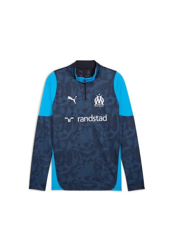 Puma - Treningowa góra 1/4 zip OM 2025/26. Kolor: niebieski. Sport: piłka nożna