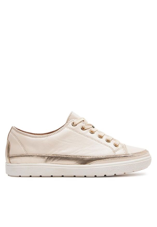 Sneakersy Caprice. Kolor: kremowy