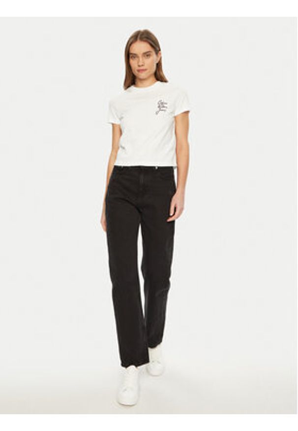 Calvin Klein Jeans T-Shirt Script Institutional J20J224984 Biały Slim Fit. Kolor: biały. Materiał: bawełna