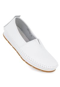 Skórzane półbuty damskie wsuwane białe S.Barski LR61-7051. Zapięcie: bez zapięcia. Kolor: biały. Materiał: skóra #1