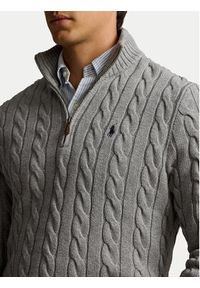 Polo Ralph Lauren Sweter 710810841002 Szary Regular Fit. Typ kołnierza: polo. Kolor: szary. Materiał: bawełna #5