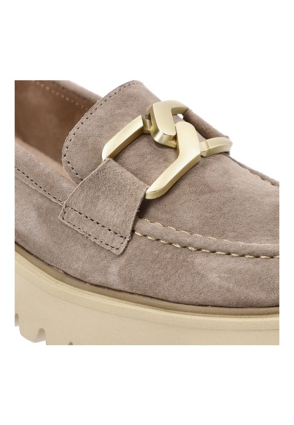 Beżowe Półbuty Filippo Eleganckie Obuwie Damskie. Zapięcie: bez zapięcia. Kolor: beżowy. Materiał: materiał, zamsz. Styl: elegancki