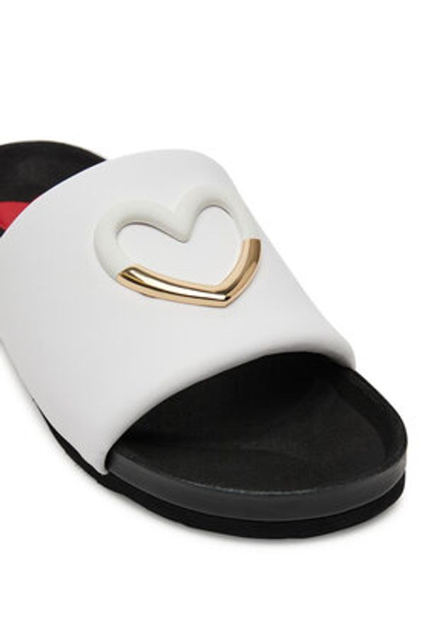 Love Moschino - LOVE MOSCHINO Klapki JA28283G1MIE0100 Biały. Kolor: biały. Materiał: skóra