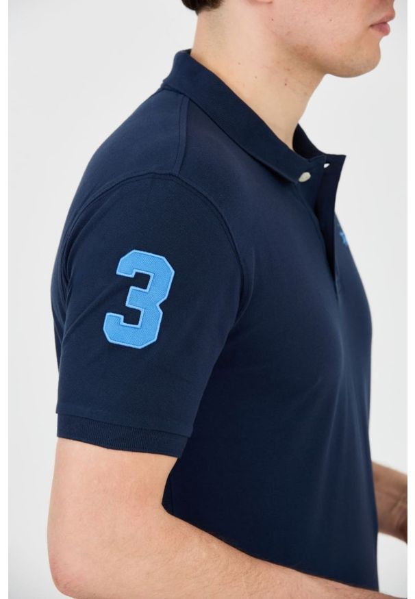 La Martina - LA MARTINA Granatowe męskie polo z małym logo, Rozmiar XXL. Typ kołnierza: polo. Kolor: niebieski