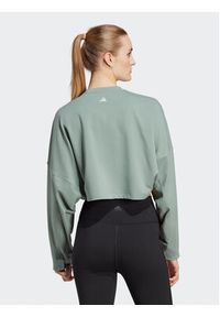 Adidas - adidas Bluza Yoga Studio Crop Sweatshirt HR5086 Zielony Loose Fit. Kolor: zielony. Materiał: syntetyk #5