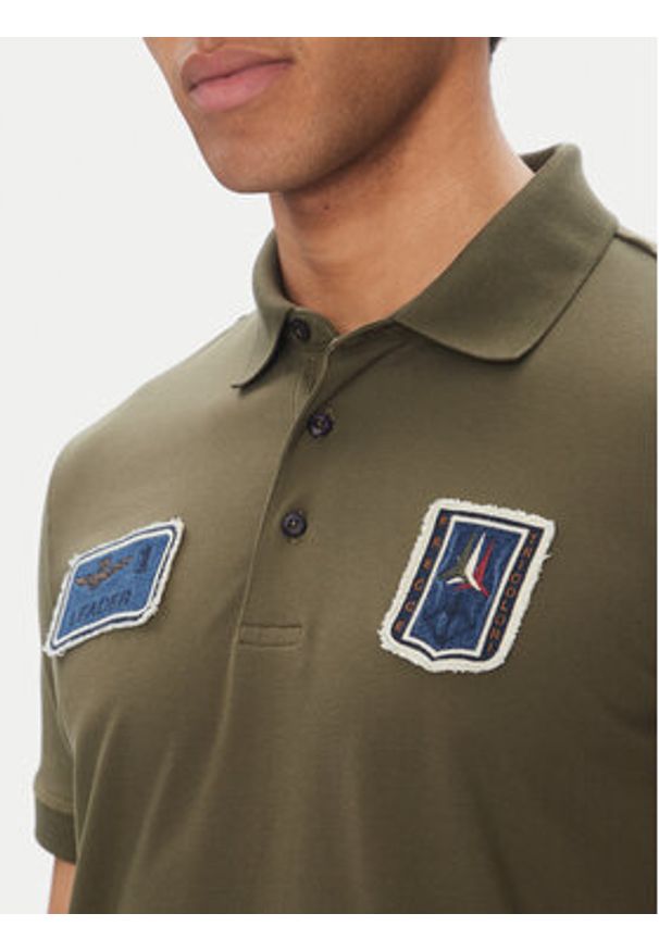 Aeronautica Militare Polo 251PO1851P344 Khaki Regular Fit. Typ kołnierza: polo. Kolor: brązowy. Materiał: bawełna