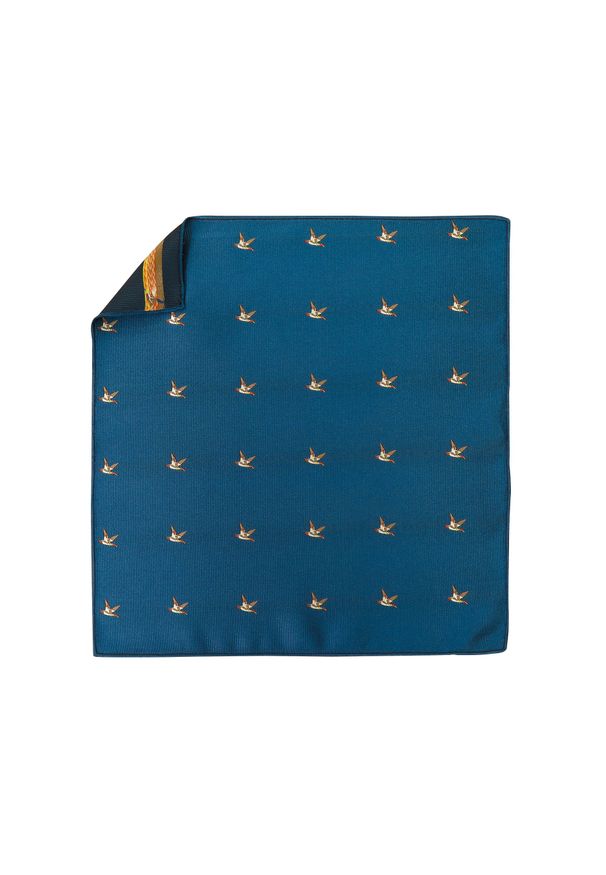 Modini - Niebieska poszetka w kaczki E251. Kolor: niebieski