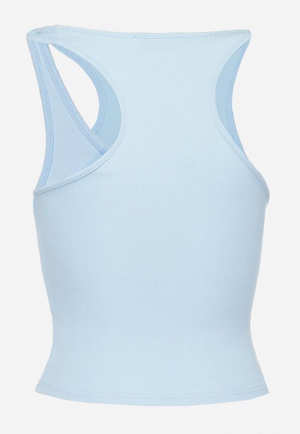 Born2be - Jasnoniebieski Bawełniany Top z Ozdobnym Wycięciem Sallire. Kolor: niebieski. Materiał: bawełna