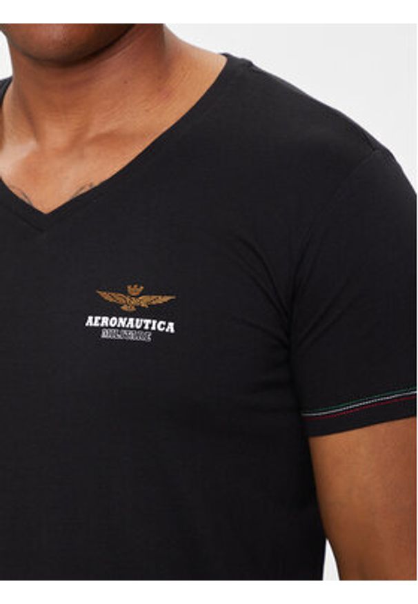 Aeronautica Militare T-Shirt AM1UTI004 Czarny Regular Fit. Kolor: czarny. Materiał: bawełna