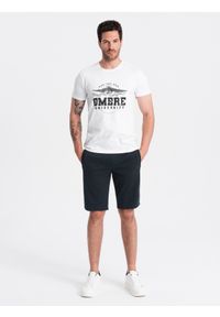 Ombre Clothing - Męskie bawełniane szorty dresowe BASIC – czarne V9 OM-SRBS-0149 - XL. Okazja: na co dzień. Kolor: czarny. Materiał: bawełna, dresówka. Styl: sportowy, casual #8
