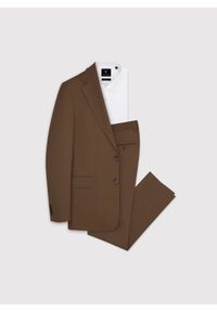 Pako Lorente - PAKO LORENTE - Gładki brązowy garnitur męski. Kolor: brązowy. Materiał: poliester, elastan, wiskoza. Wzór: gładki #7