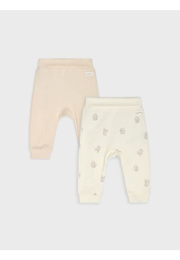 Sinsay - Spodnie dresowe 2 pack - kremowy. Kolor: kremowy. Materiał: dresówka