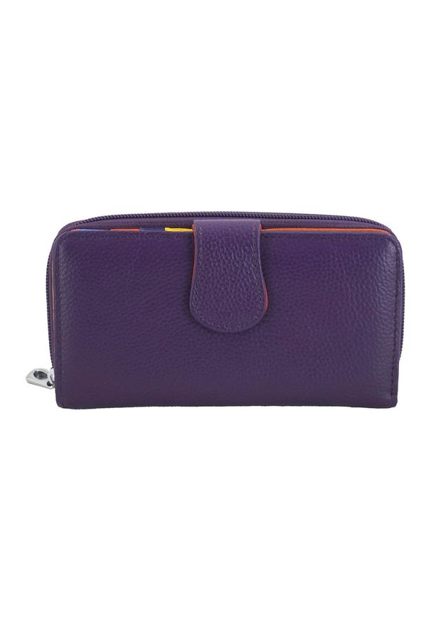 Barberini's - Portfel skórzany BARBERINI'S fioletowy D-116-40. Kolor: fioletowy. Materiał: skóra. Wzór: motyw zwierzęcy, kolorowy