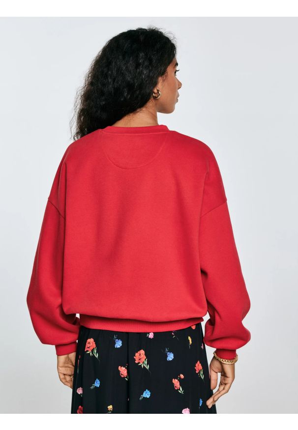 Big-Star - Bluza damska z niewielkim haftem czerwona Marika 603. Kolor: czerwony. Materiał: jeans, dzianina. Wzór: haft