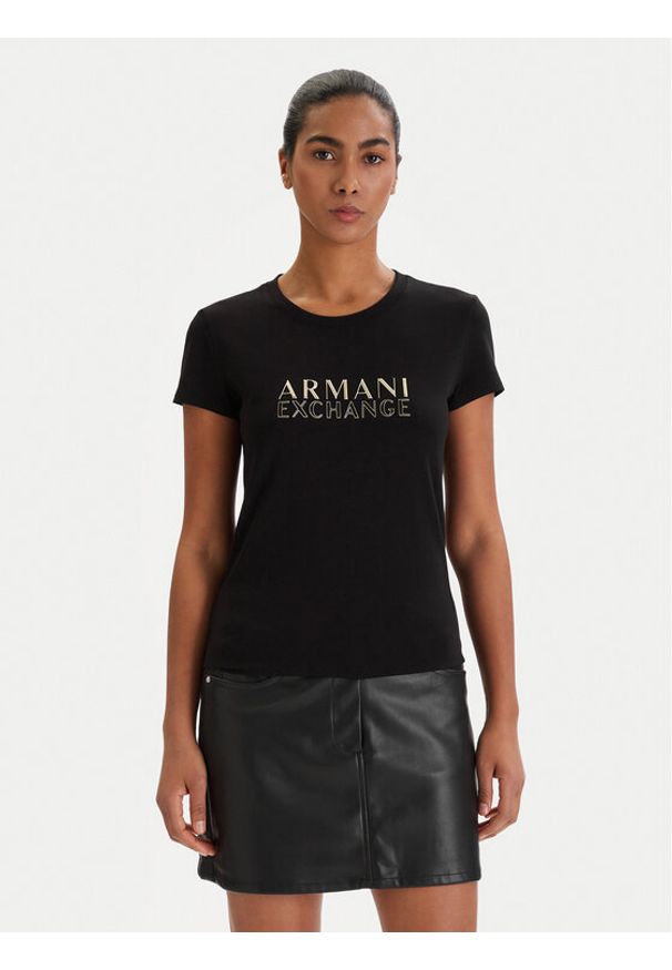Armani Exchange T-Shirt XW001837 AF16294 UC001 Czarny Slim Fit. Kolor: czarny. Materiał: bawełna