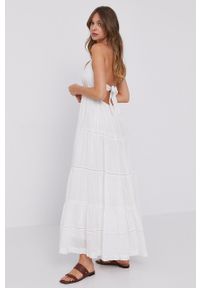TwinSet - Twinset - Sukienka. Kolor: biały. Materiał: tkanina, koronka. Wzór: gładki. Typ sukienki: rozkloszowane #1