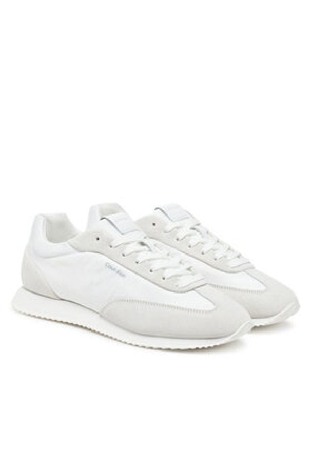 Calvin Klein Sneakersy Runner Lace Up - Nylon Mix HW0HW02395 Biały. Kolor: biały. Materiał: skóra