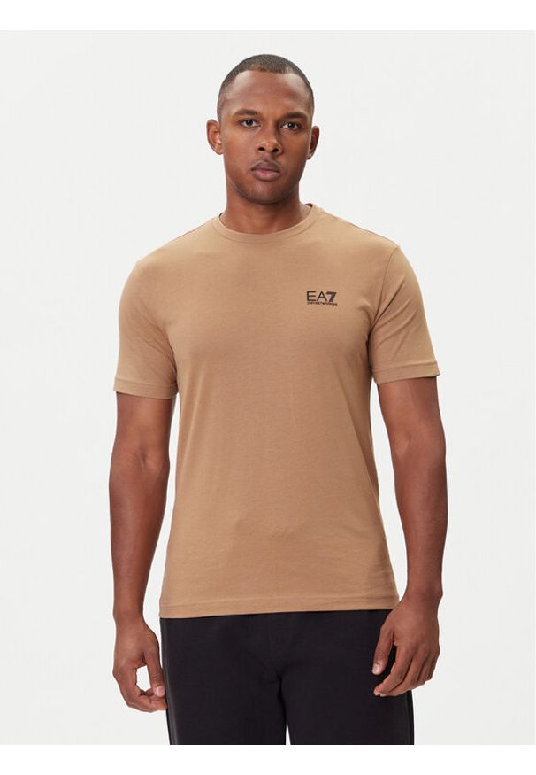 EA7 Emporio Armani T-Shirt 8NPT25 PJVPZ U6171 Beżowy Regular Fit. Kolor: beżowy. Materiał: bawełna