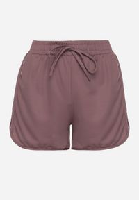Born2be - Ciemnofioletowe Szorty z Gumką w Pasie i Ozdobnym Sznurkiem Milarisa. Okazja: na co dzień. Kolor: fioletowy. Styl: klasyczny, elegancki, casual