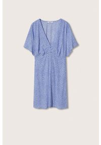mango - Mango sukienka Lorelai mini rozkloszowana. Kolor: niebieski. Długość rękawa: krótki rękaw. Typ sukienki: rozkloszowane. Długość: mini #9