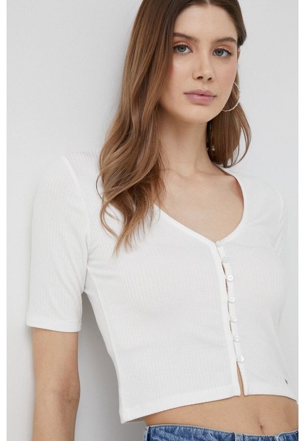 Pepe Jeans t-shirt Meadow damski kolor biały. Kolor: biały. Materiał: dzianina. Wzór: gładki