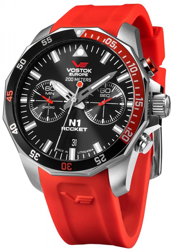 Zegarek męski Vostok Europe 6S21-225A707SR czerwony. Kolor: czerwony