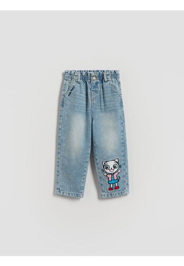 Reserved - Jeansy paperbag Kicia Kocia - niebieski. Kolor: niebieski. Materiał: jeans