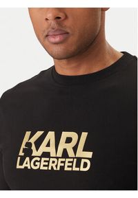 Karl Lagerfeld - KARL LAGERFELD T-Shirt 755780 500235 Czarny Regular Fit. Typ kołnierza: dekolt w karo. Kolor: czarny. Materiał: bawełna #3