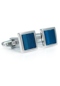 Modini - Niebieskie kwadratowe spinki do mankietów - fale A196. Kolor: niebieski #1