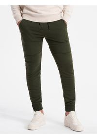 Ombre Clothing - Spodnie męskie dresowe typu jogger - oliwkowe V1 - Rozmiar: XXL. Kolor: oliwkowy. Materiał: dresówka. Styl: elegancki #3