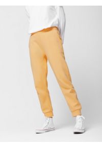 outhorn - Spodnie dresowe damskie - żółte. Kolor: żółty. Materiał: dresówka. Wzór: nadruk #6