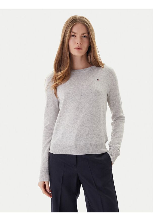 TOMMY HILFIGER - Tommy Hilfiger Sweter WW0WW47470 Szary Regular Fit. Kolor: szary. Materiał: wełna