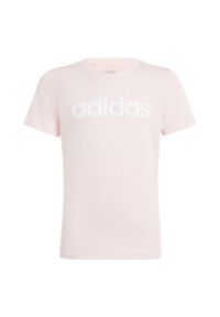 Adidas - Essentials Linear Logo Cotton Slim Fit Tee. Kolor: różowy, wielokolorowy, biały